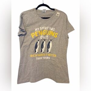 Women’s  Grey 'My Shirt Has Penguins' Graphic Tee